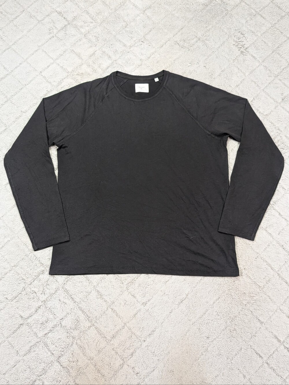 Billy Reid Shirt Mens XXL Black Long Sleeve Raglan Crewneck Pima Cotton Basic